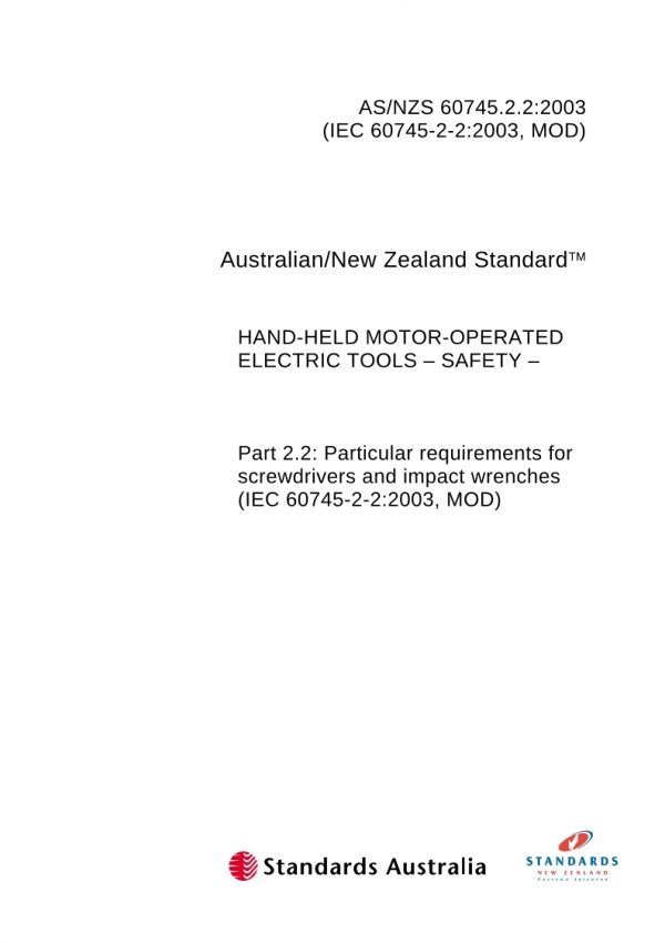 AS/NZS 60745.2.2:2003 PDF