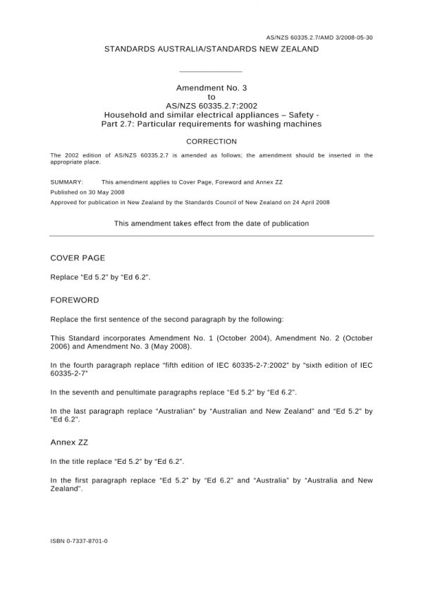 AS/NZS 60335.2.7:2002 AMDT 3 PDF